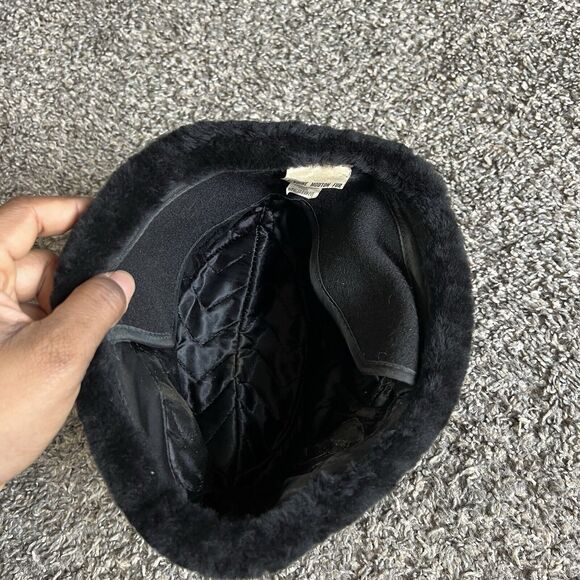 Vintage Stetson Black Genuine Mouton Fur Hat Adult Size Medium M Union Made - Picture 7 of 11
